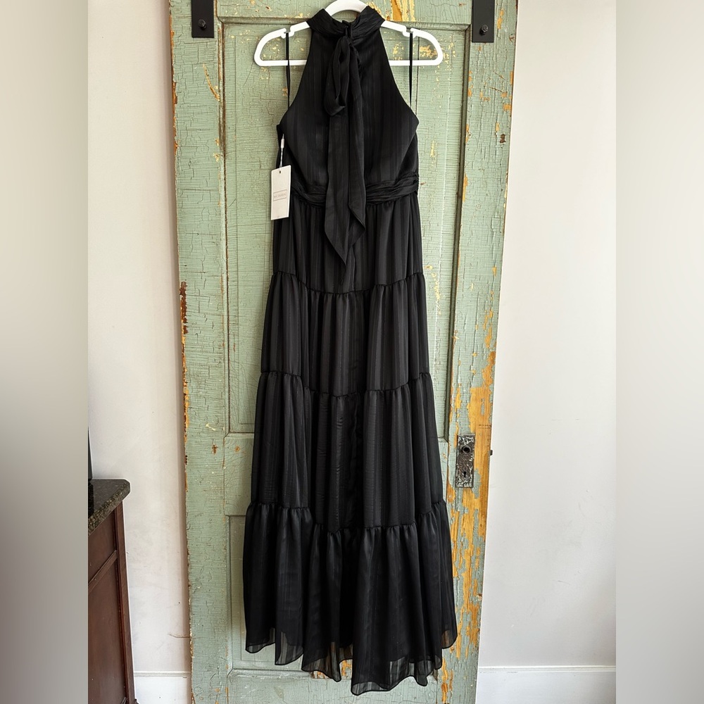 NWT Mac Duggal Black Tie Halter Neck Tiered Gown #49515 Retail $398 Sz 10 - Picture 6 of 9